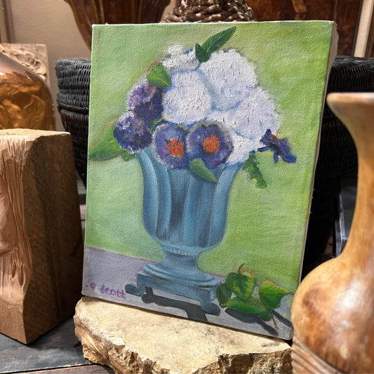 Blue Floral Bouquet Canvas Painting